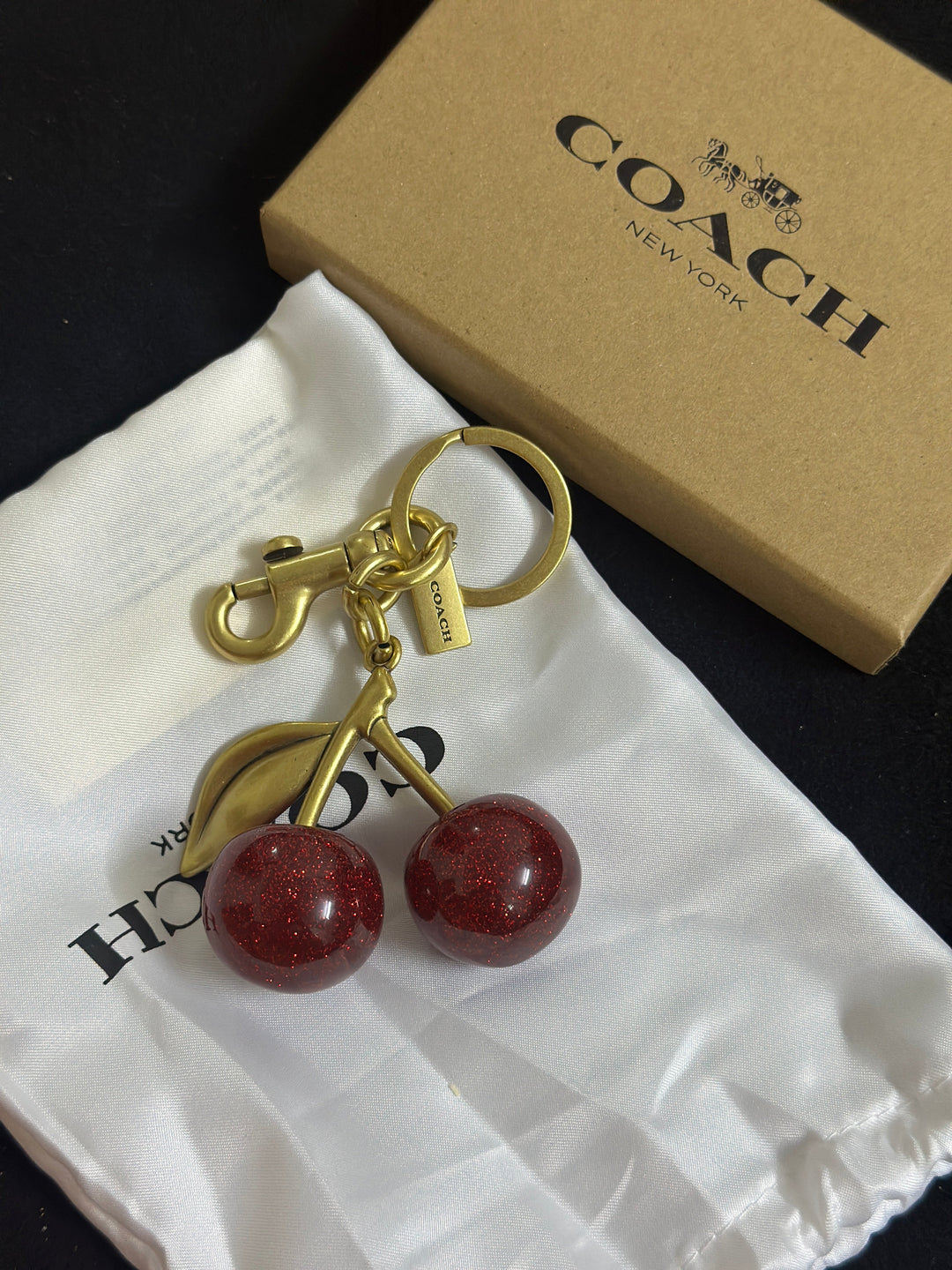Coach cherry keychain