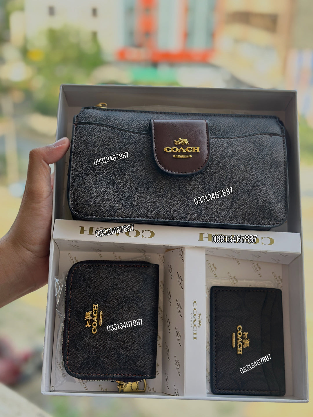 Coach 3pc set pouch Wallet card holder