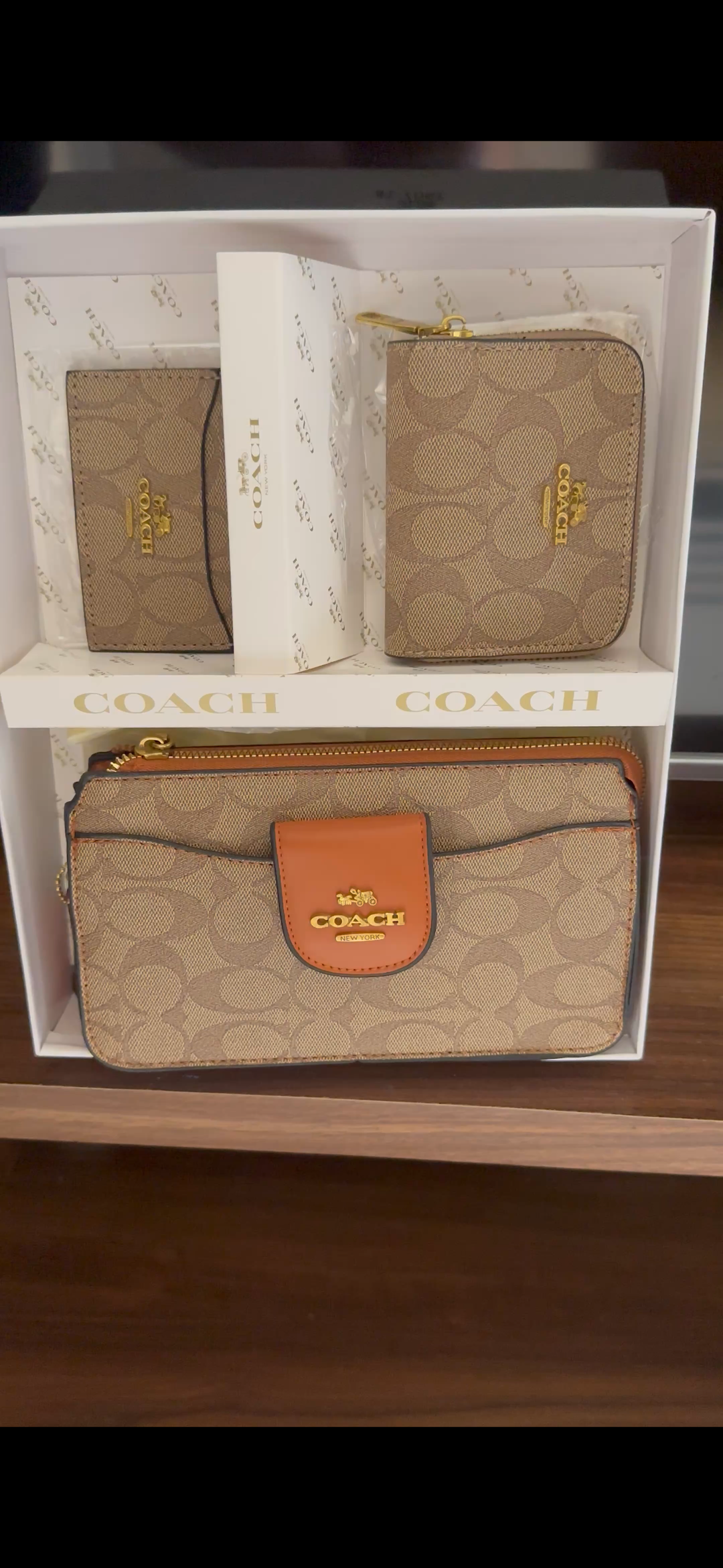 Coach 3pc set pouch Wallet card holder
